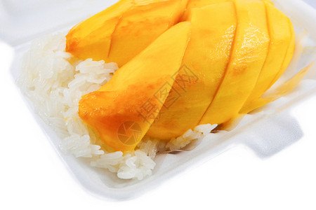 芒果粘的米饭加椰子牛奶泰国甜点图片