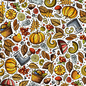 秋季主题元素背景插画图片