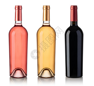 白色玫瑰红酒瓶孤立于白色背景葡萄酒瓶集图片