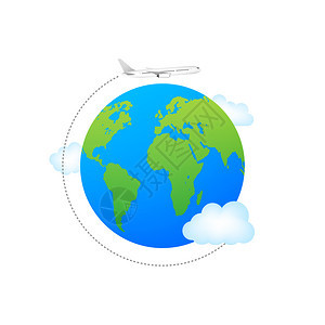 飞机环绕地球行星飞有大陆和海洋飞行机世界旅航空飞机和地球航空飞机环绕地球行星飞世界旅航空图片