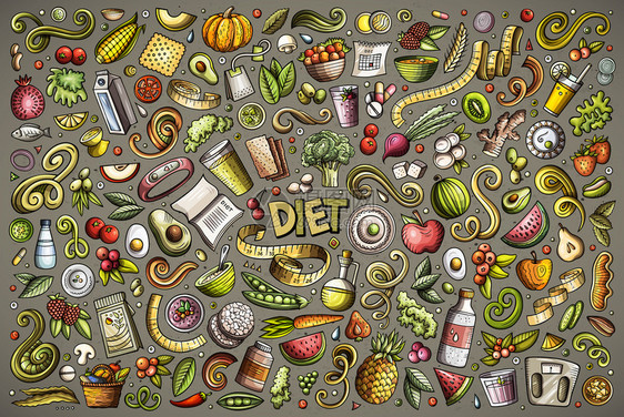 食物品和元素病媒动物食品元素的漫画图片