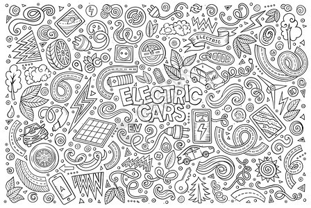 多个电动汽车用具设计符号图片