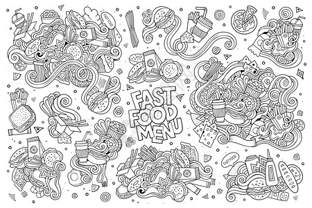 手工绘制的草图矢量符号和物体快速食图纸绘制的草矢量符号图片