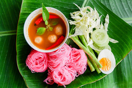 菜香蕉叶泰国风格传统食品美味图片