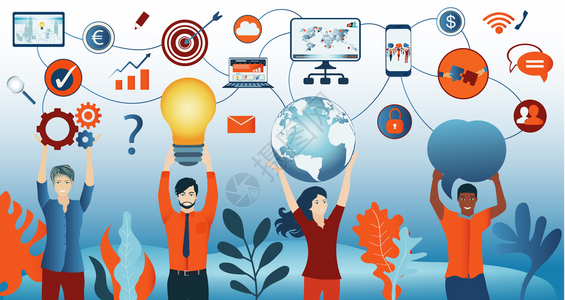 交流思想未来技术交流联系和思想数据或问题不同人群之间的交流和网络