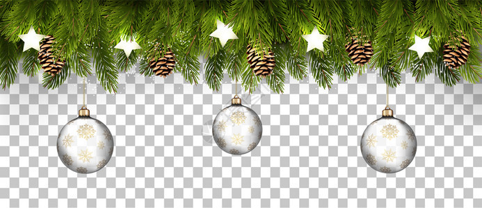 圣诞节的日框架树园枝和松以透明背景为矢量图片