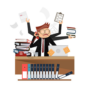 秘书电脑商人忙于勤劳工作很多插画