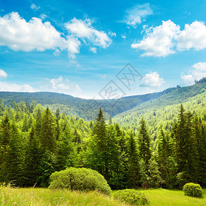 闪发光的蓝天空喀尔巴阡山脉图片