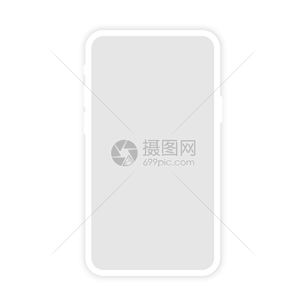 白色电话带空屏幕孤立在色背景上智能手机带有影子矢量图标新版的软白色干净移动电话矢量插图图片