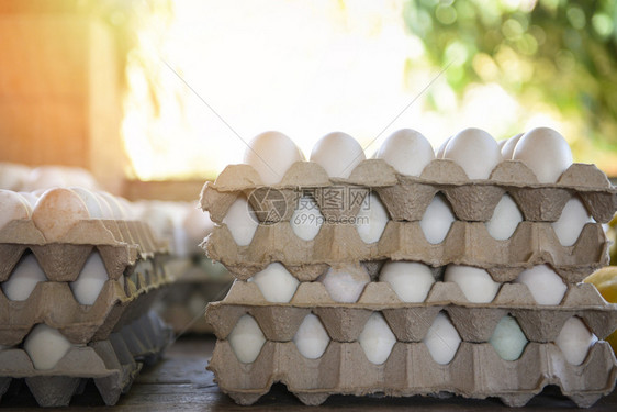 鸭蛋或白箱生产农业有机新鲜鸡蛋图片