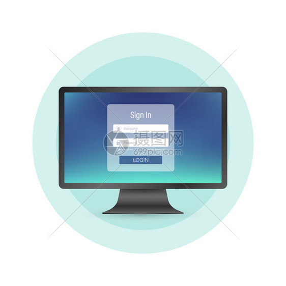 计算机屏幕登录网页Pc和在线登录格式页面上签名用户配置访问账概念矢量存插图计算机屏幕登录网页Pc在线登录格式访问账户概念图片