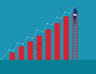 商人在攀登阶梯和绘制增长趋势图片