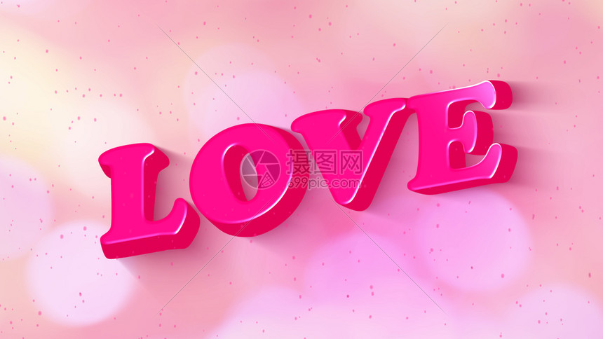 情人节快乐的社交媒体文字横幅插图爱动画的文字在背景中闪耀到粉红色的阴影屏幕上有一个时髦的简单文章图片