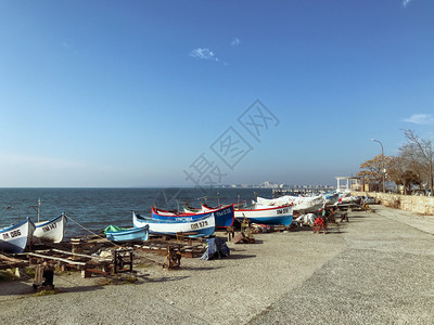保加利亚Pomorie20年1月日保加利亚东南部Pomorie是保加利亚黑海岸南部布尔加斯湾的一座狭小洛基半岛上的一个城镇和海滨图片