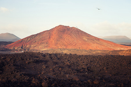 Losvideros兰萨罗特的熔岩场火山风景图片