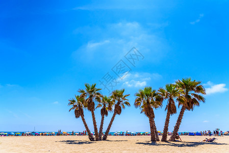 2019年6月3日西班牙巴伦亚节日人士聚集群利用地中海滩沙的子图片