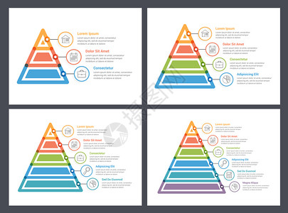 金字塔成像模板345和6元素矢量eps10图解图片