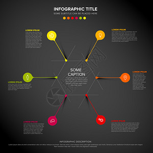 由圆形和小滴针制成的矢量多用途Infographic模板暗版图片