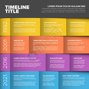 由四个行和不同内容区块制成的矢量多用途Infographic时间表模板图片