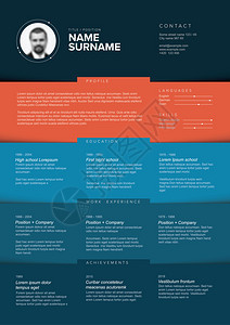 矢量暗最小化cv恢复模板带有颜色区块设计MinimalistTeal恢复模板图片