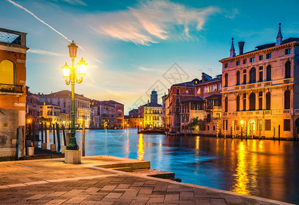 大运河在日落时间意大利威尼斯运河在日落时间图片