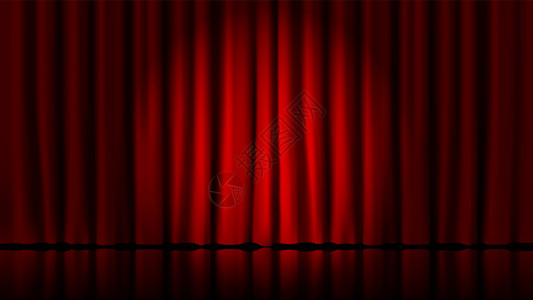 舞台窗帘用探照灯亮现实剧院红色戏幕舞台经典拉皮条病媒模板插图的焦点马戏团和电影厅站立室内场景现实剧院红色戏幕舞台经典拉皮条病媒模图片