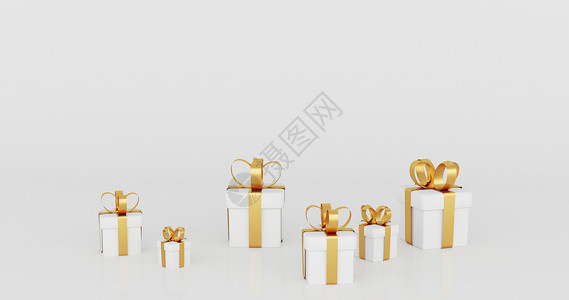 3d提供白色礼物盒金丝带的图片解用于在特殊的日子庆祝节快乐装饰惊喜卡概念提供包装爱的想法喜悦现代奢侈品最低要求者图片