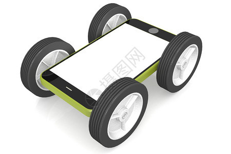 3D载轮式现代移动电话图片