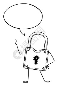 广告营销设计lock或padlock卡通带有语音泡的卡通字符矢量i说明插画