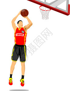 篮球选手彩色矢量插图图片