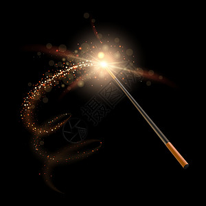 魔法杖闪烁奇异的孤立魔杖法棒闪亮透明的光向量插图神秘的幻象概念魔杖神奇的图片