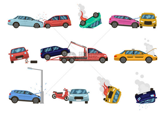 交通撞车破碎汽车援助保险图标图片