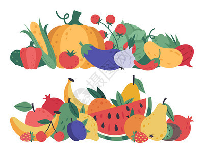 水果和蔬菜插画图片