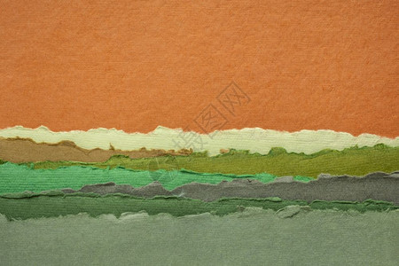 日落天空和绿地的抽象貌由回收的棉布制成多彩手工印地安人造纸集图片