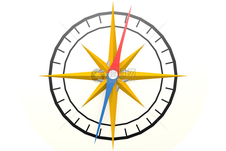白商业概念3d投影的孤立指南针