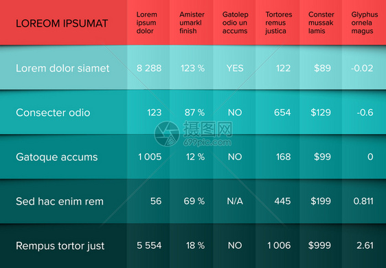 多用途表格布局模板有精美折叠设计Teal版本多用途表格模板图片