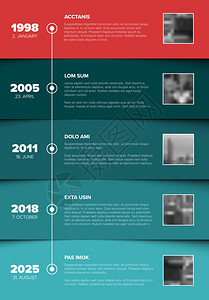 定时线模板带有在Teal和红色水平条纹上的照片占位符定时线模板带有蓝块和照片占位符图片