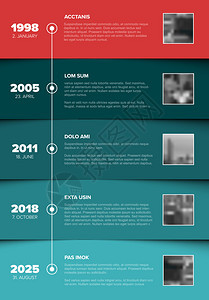 定时线模板带有在Teal和红色水平条纹上的照片占位符定时线模板带有蓝块和照片占位符图片