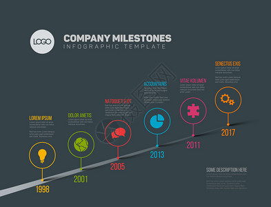 矢量InfgraphicCompanyimitestests定时线模板在一条直线暗版的上有指针的定时线模板背景图片