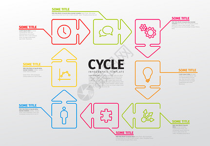 以圆形箭头中的步骤显示细线信息图模板短线信息图模板图片