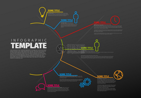 由线条和图标制成的矢量多用途信息模板暗版矢量多用途信息模板图片