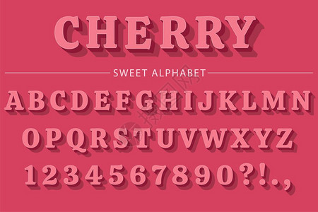 Pink3D字母数和符号现代甜美的字典矢量图片