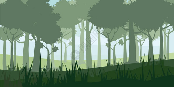 芬兰松木扁平风森林树松木自然环境矢量图插画