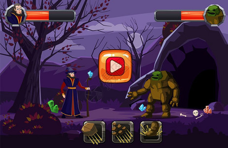巫师和怪兽战斗卡通游戏界面图片