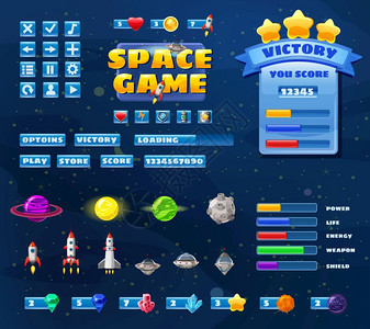 用于空间游戏的大型按键图标元素用于空间游戏的卡通临时和应用程序于空间游戏的大型按键图标元素用于空间游戏的卡通临时和用于移动背景的图片