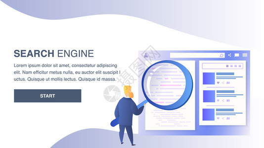 搜索引擎网站平板矢量颜色模SEO着陆页面互联网社会媒体数字营销说明在线广告战略搜索网络分析SEM网络封条概念搜索引擎网站平板矢量扫描电镜高清图片素材