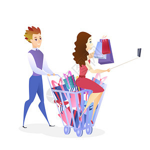 网上购物站设计要素模板双方购买礼物妇女自以为是客户满意度概念愉快客户说明网上商店银行业概念图片