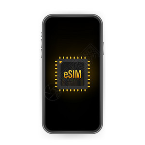 eSIM卡芯片标记嵌入式SIM概念新移动通信技术矢量库存说明图片