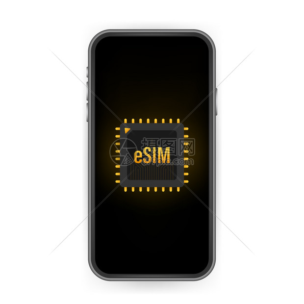 eSIM卡芯片标记嵌入式SIM概念新移动通信技术矢量库存说明图片