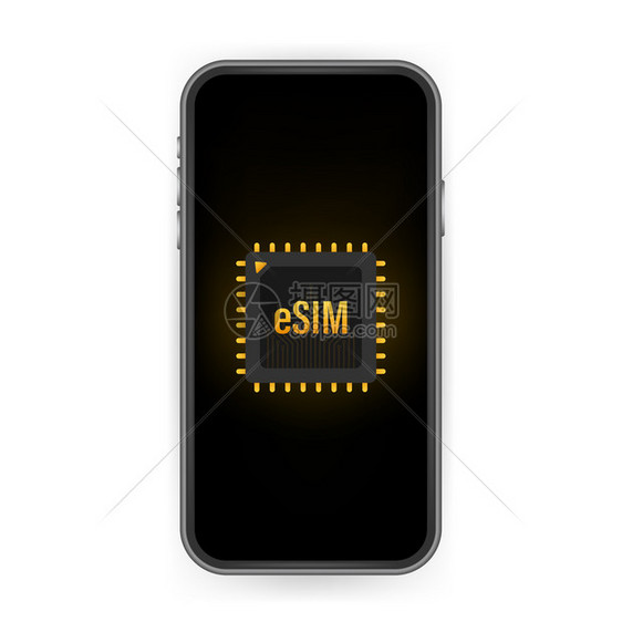 eSIM卡芯片标记嵌入式SIM概念新移动通信技术矢量库存说明图片